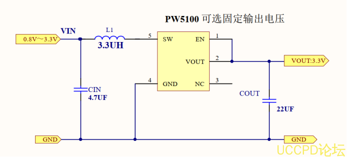 1.5V升3.3V芯片电路图，稳压3.3V供电MCU模块等