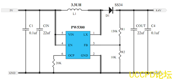 5V陞壓8.4V，5V轉8.4芯片電路圖