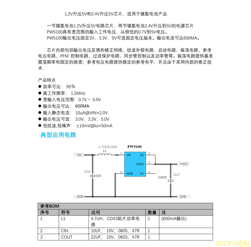 1.2V陞壓5V和2.4V陞壓5V芯片，適用於鎳氫電池産品