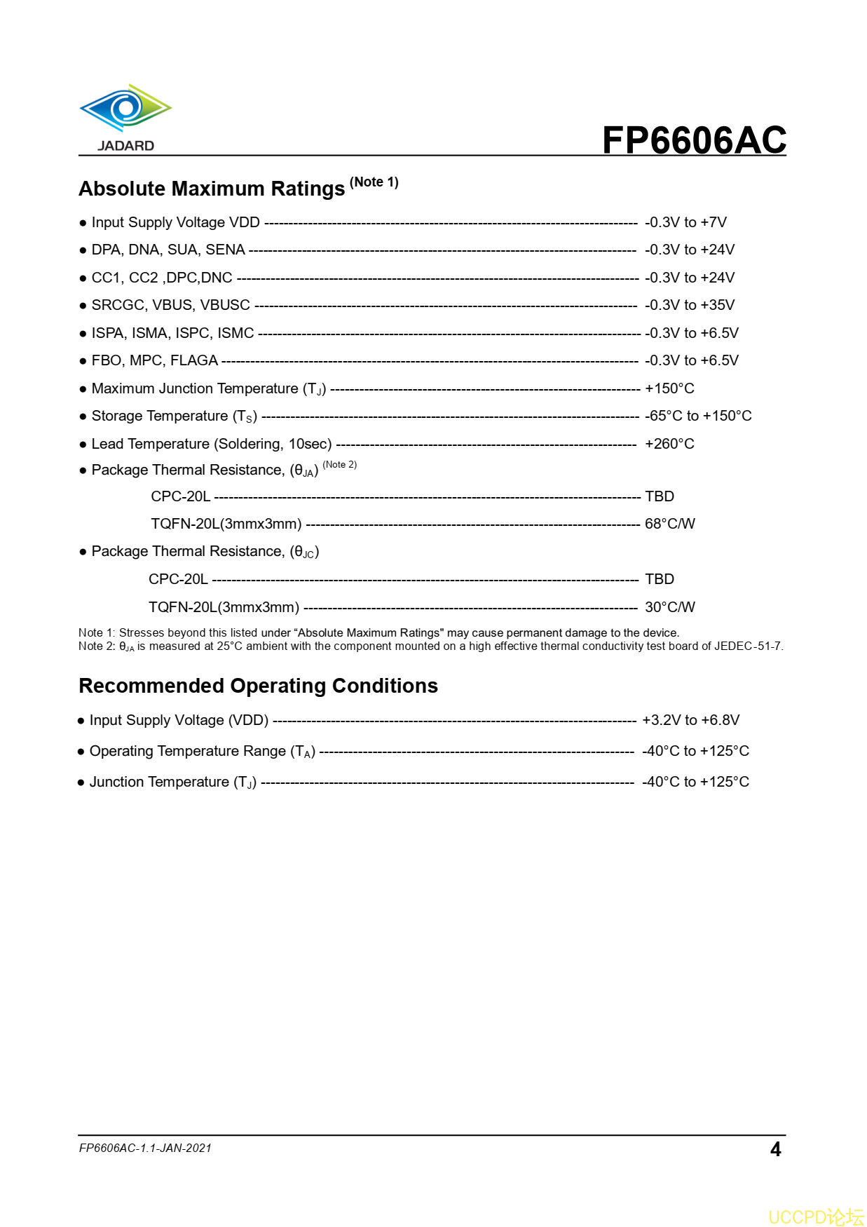 代理天钰FP6606ACAW4芯片USB双端口充电控制器USB-PD/HVDCP用于Type-C，HVDCP用于Type-A