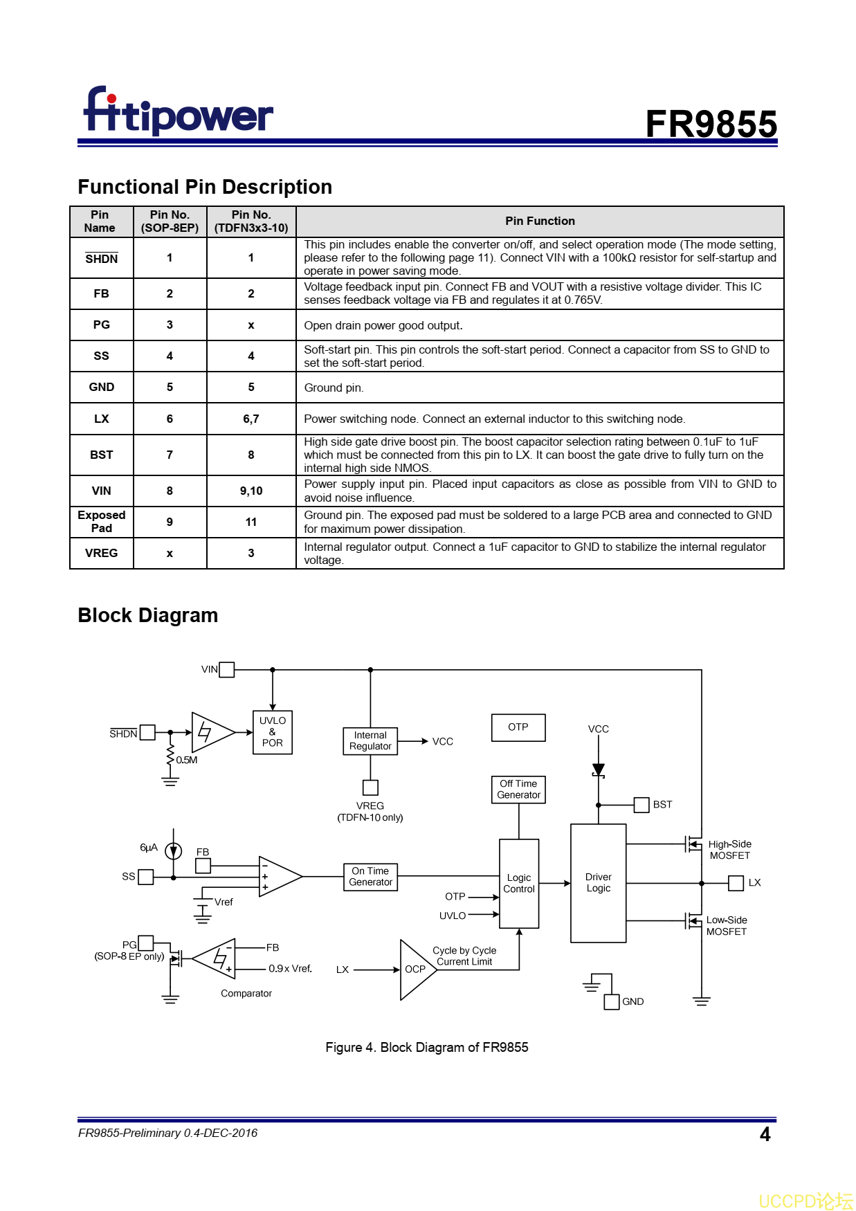 天鈺原裝FR9855芯片代理商，衕步降壓DC/DC轉換器具有快速恆定時間(FCOT)模式控製