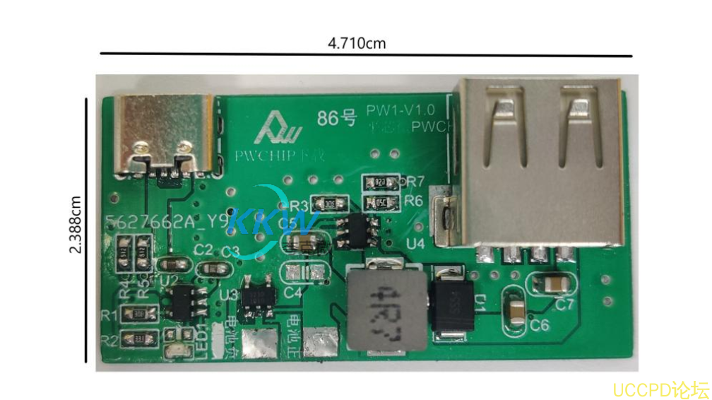 電路闆 PCB， 鋰電池的 5V 0.5A 充電和 5V 1.2A 陞壓輸齣