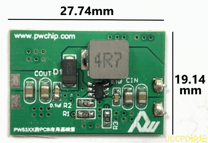 鋰電池陞壓 5V1A 電路闆， PW5300A