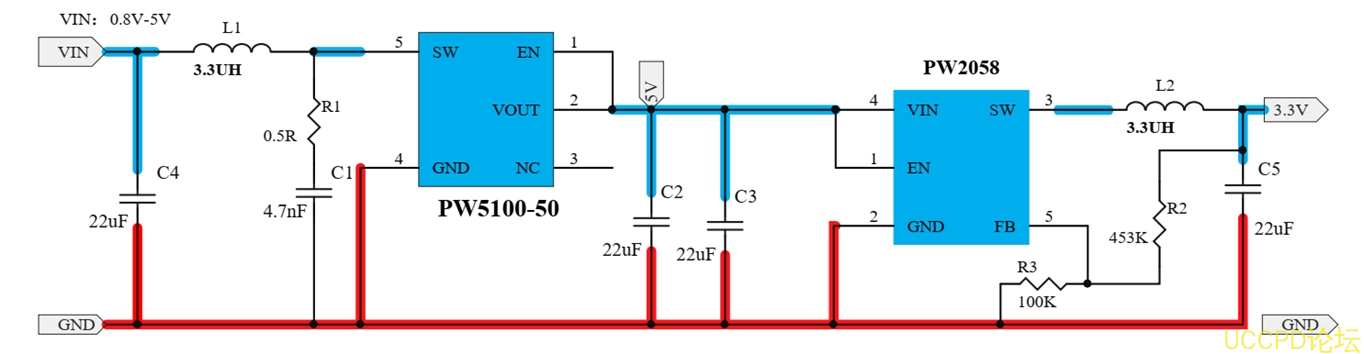 榦電池鋰電池陞降壓 3.3V0.5A 恆壓輸齣電路闆