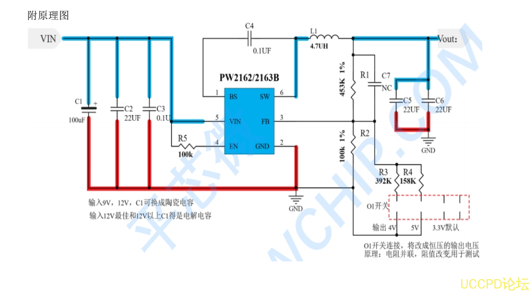 PW2162 的輸入電壓範圍爲 4V 到 12V。 