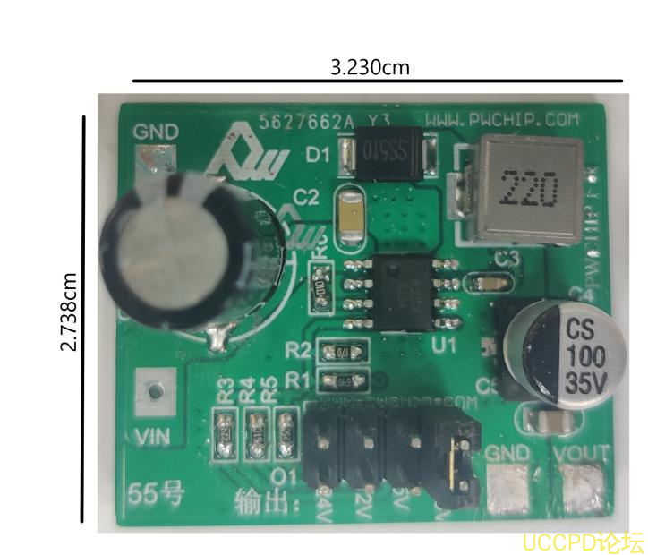 PW2815 的降压电路板，它可以将输入电压从 4.5V-80V 降压转换为输出电 压，输出电压可以是 5V、 3.3V、 24V 或 12V。