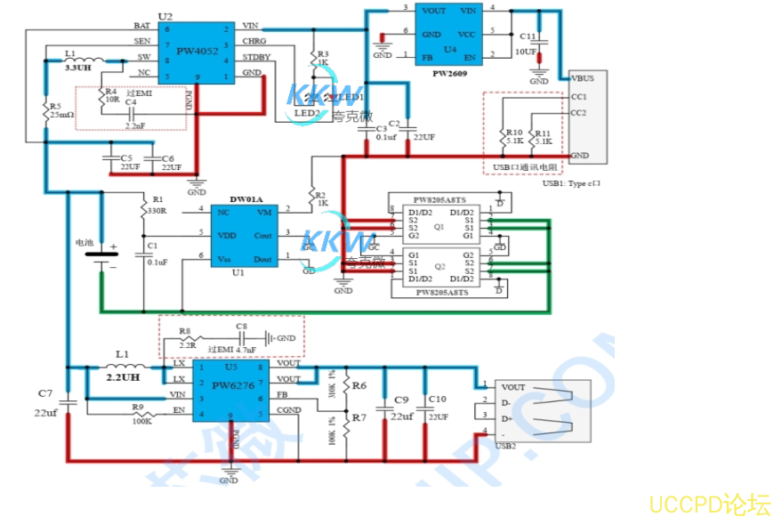 鋰電池充放電闆牠支持多箇 3.7V 鋰電池的充電和陞壓放電， 以輸齣 5V 2.4A 電流