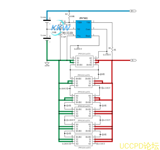 兩節串聯鋰電池保護方案闆， 10A 過流，