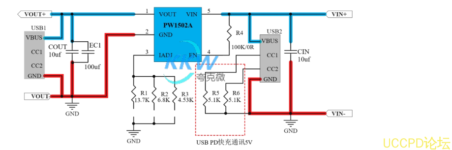 5V 输入 USB 限流芯片模板 PW1502A， 0.5A-1.5A 带输出短路保护