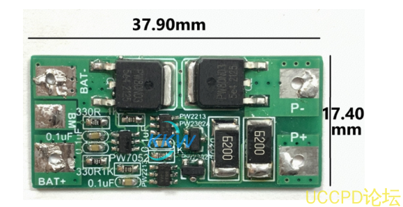 两节串联锂电池保护方案板， 6A 过流，带电池均衡