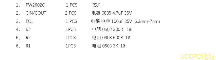 耐壓 32V， 5V 輸入限流芯片模闆 PW2602C， 0.2A-2A，輸入重新上電款