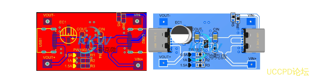 5V 輸入 USB 限流芯片模闆 PW1502A， 0.5A-1.5A 帶輸齣短路保護