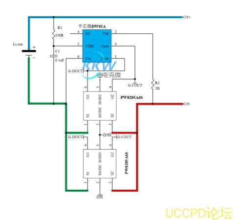 單節鋰電池保護方案闆， 4A 過流