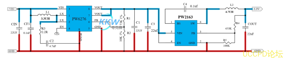 锂电池升压 3.3V2.4A，电路板