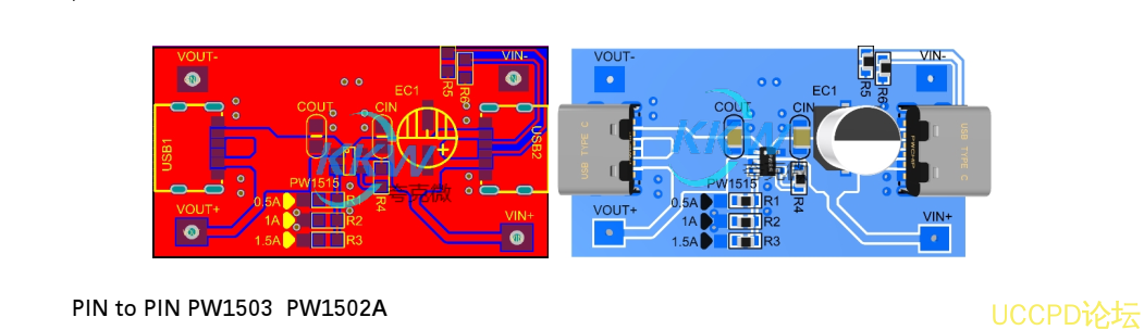 耐压 32V， 5V 输入限流和过压保护芯片模板 PW1515， 0.5A-1.5A