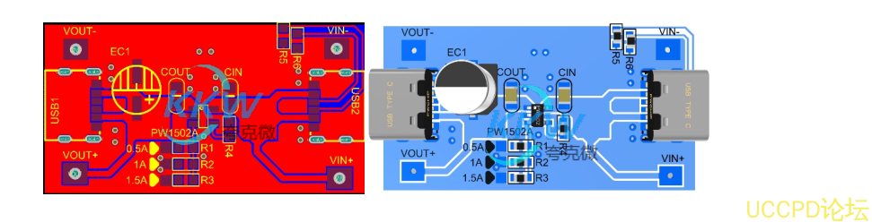 5V 输入 USB 限流芯片模板 PW1502A， 0.5A-1.5A 带输出短路保护