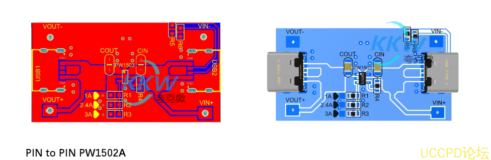 5V 输入 USB 限流芯片模板 PW1503， 1A-3A 温度低，输出短路保护