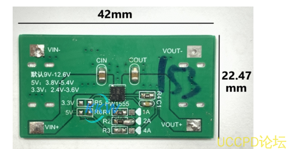  3.3V， 5V， 12V 三段輸入， 1A-4A 限流芯片模闆 PW1555，輸齣短路保護